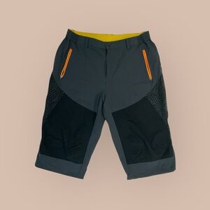 Men's Gray and Black Shorts with Orange Accents